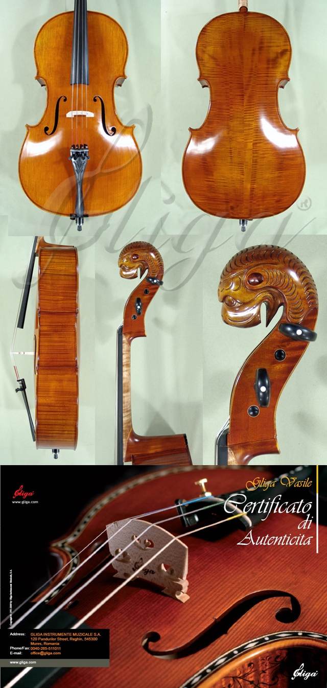 4/4 MAESTRO VASILE GLIGA Tyrolean Lion Scroll 'Tyrolean' Scroll Cello