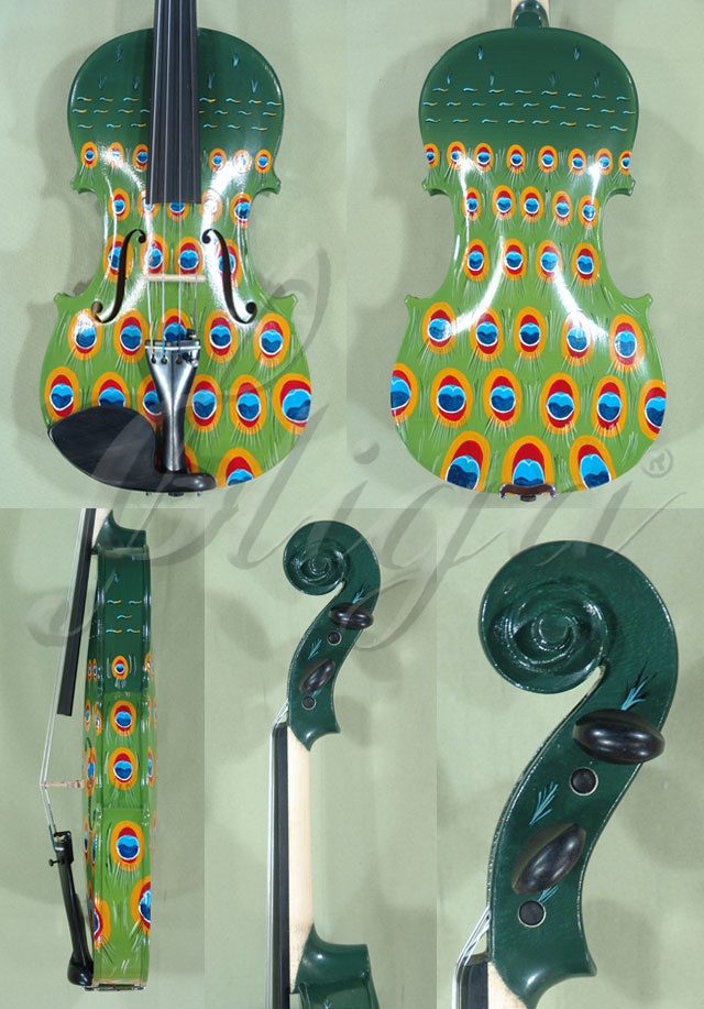 4/4 ADVANCED Student 'GEMS 2' Painted Green Peacock Violin
