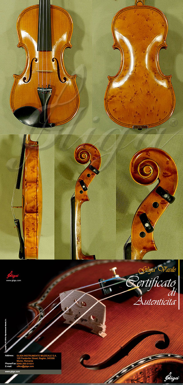 4/4 MAESTRO VASILE GLIGA Inlaid Double Purfling Bird's Eye Maple One Piece Back Violin