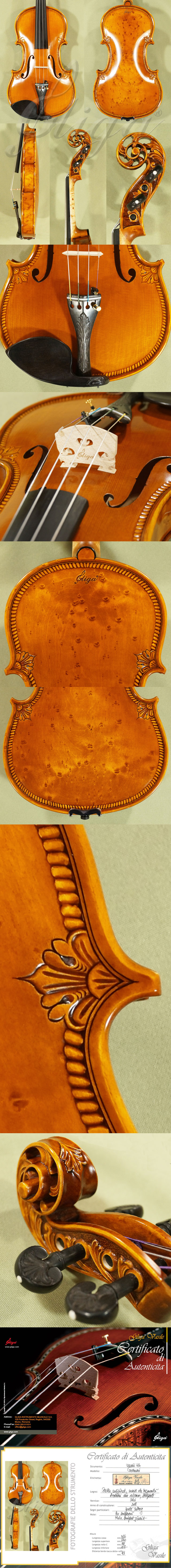4/4 MAESTRO VASILE GLIGA Scroll Densely Bird's Eye Maple One Piece Back Violin 'Guarneri'