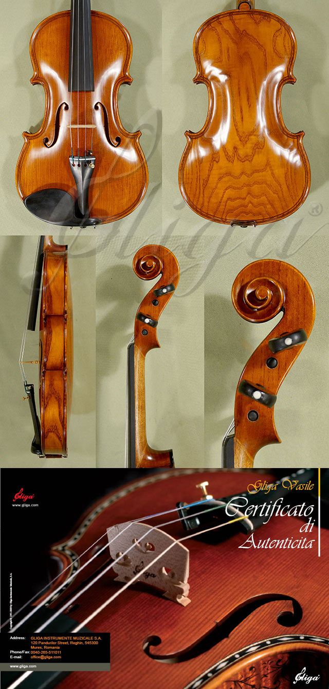 4/4 MAESTRO VASILE GLIGA Inlaid Double Purfling Ash One Piece Back Violin 'Guarneri'